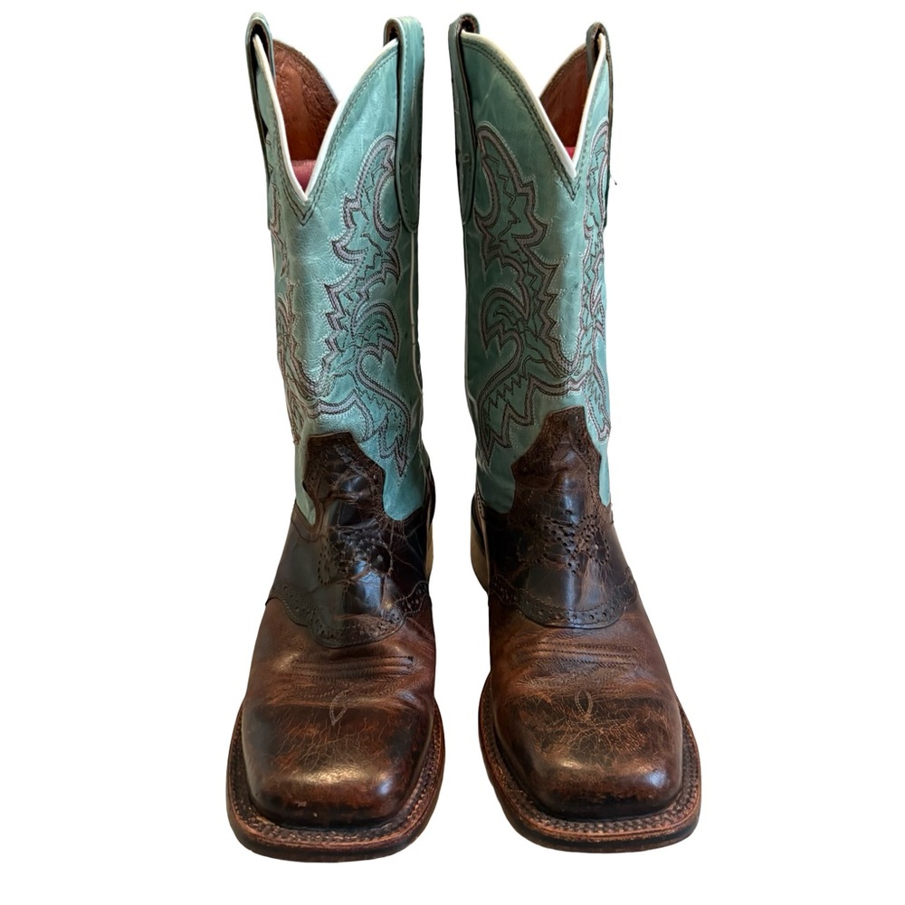 DAN POST DP2863 San Michelle Collection Stockman Boot in Turquoise/Brown Sz 7.5 - Picture 3 of 16